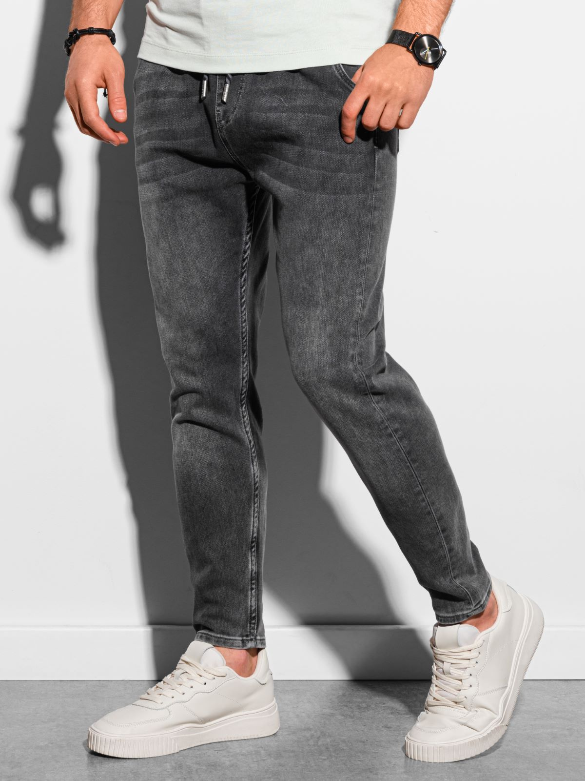 Ombre Clothing meeste nöörvööga teksapüksid - Image 1