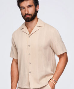 Meeste puuvillane lühikeste varrukatega särk Ombre Clothing