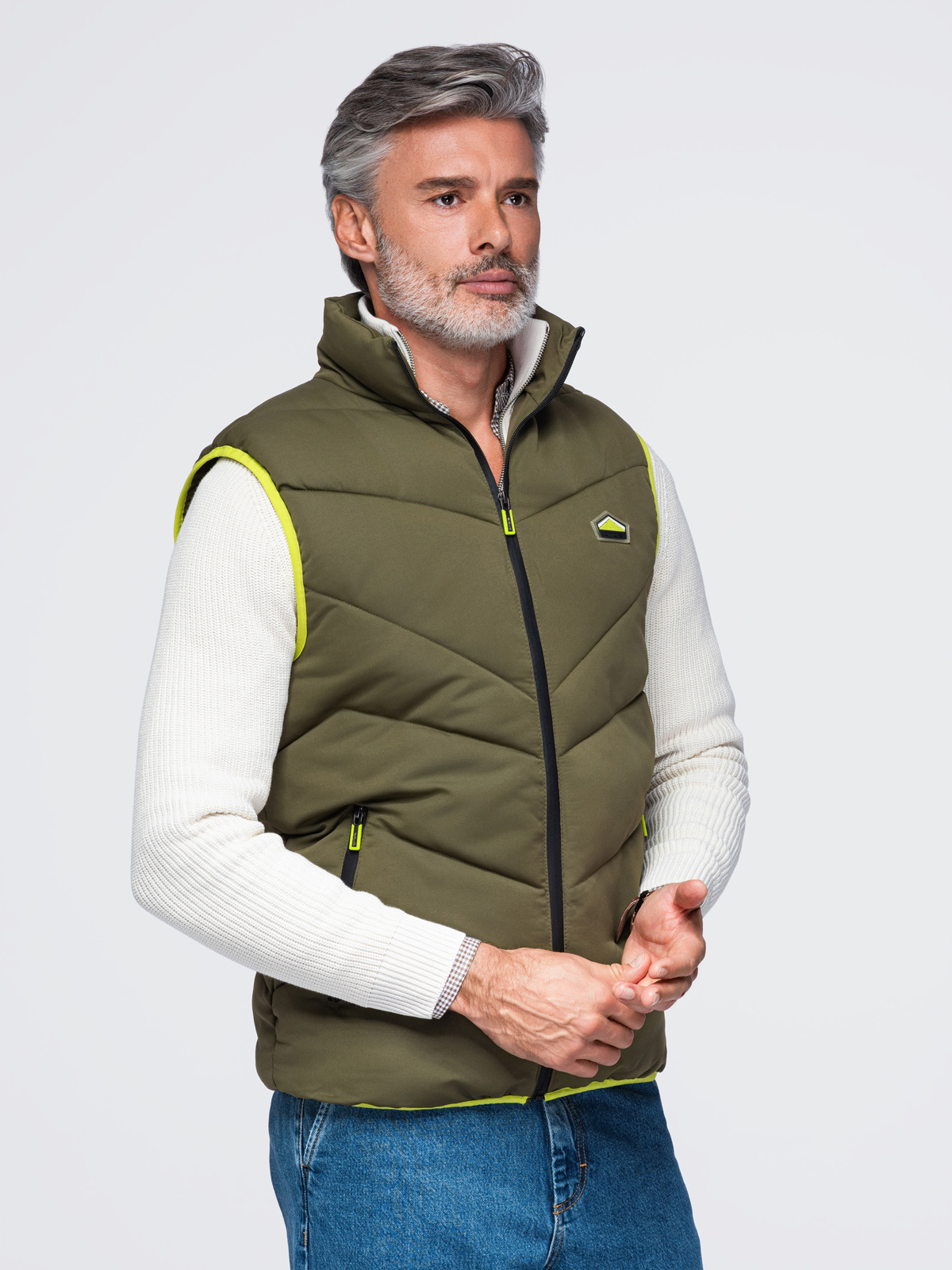 Meeste tepitud vest püstkrae ja tõmblukuga taskutega Ombre Clothing - Image 1