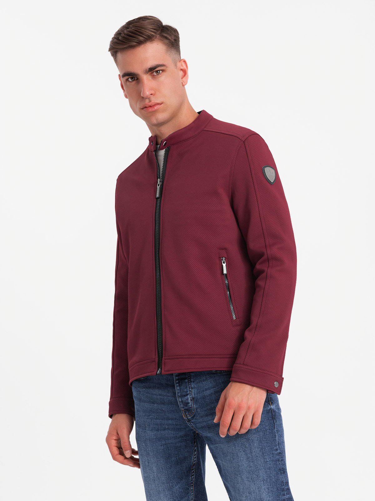 Meeste püstkraega biker-stiilis jope Ombre Clothing - Image 1
